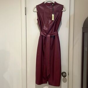 Alexia Admor Red Faux Leather Sheath Midi Dress 8